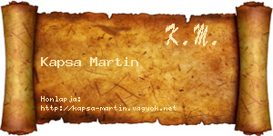 Kapsa Martin névjegykártya